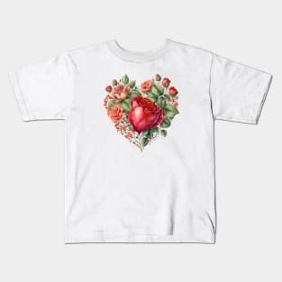 Heart Shaped Blooming Rose Flowers Bush Kids T-Shirt